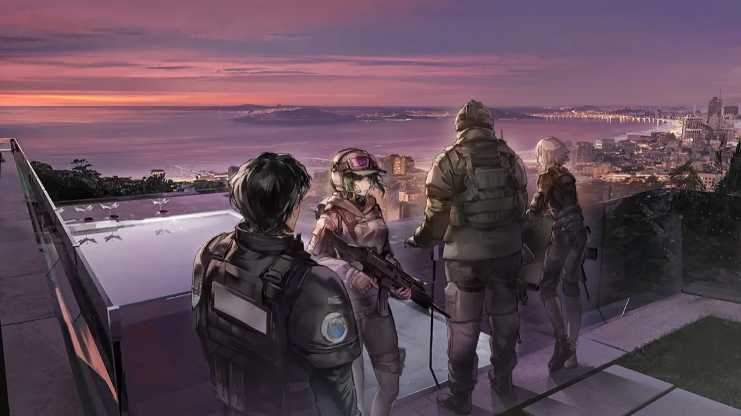 발코니 너머, 우랄 산맥이어야 할 풍경. Fuze 왈 — "퍽이나 우랄 산맥이겠다."